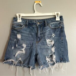 No Boundaries Blue Ripped Jean Shorts